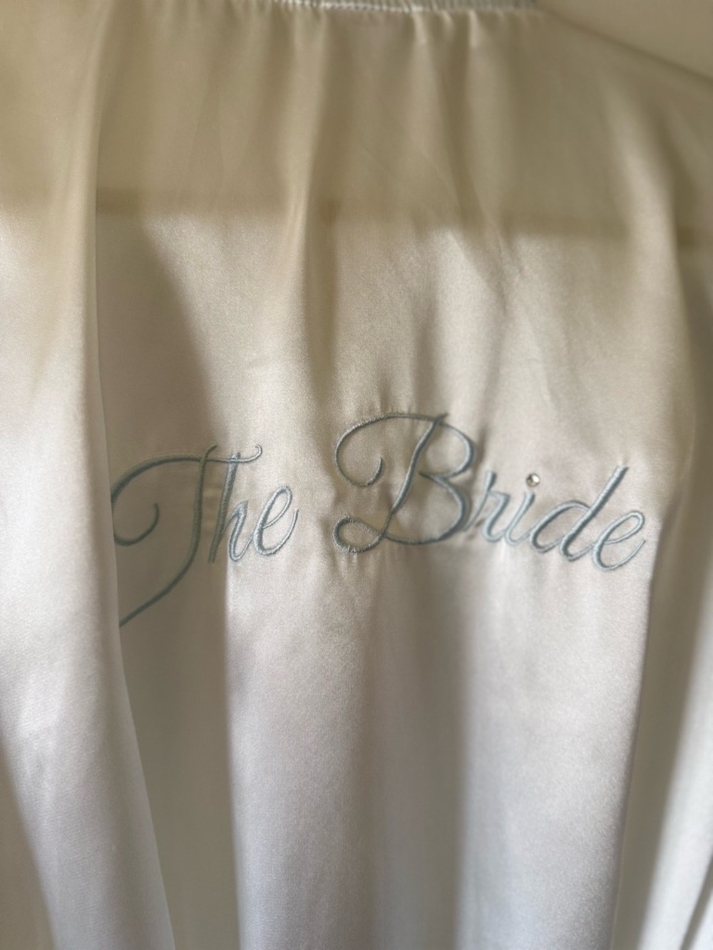 White Satin 'The Bride' Embroidered Robe In Bloom bridal wedding getting ready - Picture 3 of 8